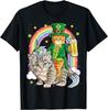 Leprechaun Cat Riding  Rainbow Beer St Patricks Day Graphic Tee Unisex Casual Trip
