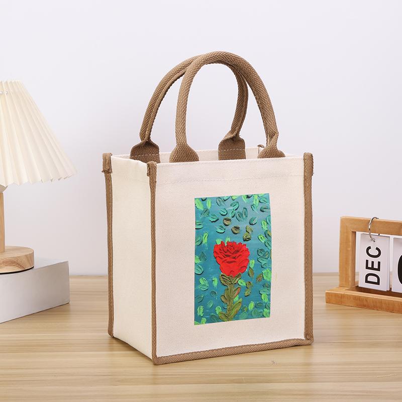 New Canvas Handbag Tourist Picnic Storage Bag Simple and Large Capacity Tote Bag
