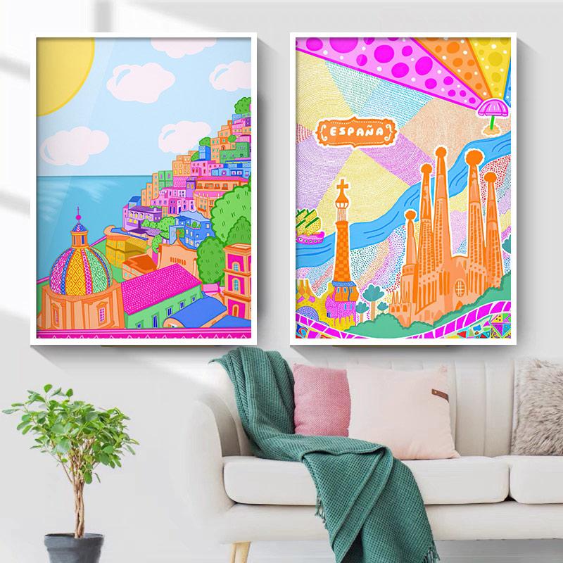 Morocco Paris Spain Pasta Bee Mermaid Bus Nordic Posters And Prints Wall Art Canvas Painting Wall Pictures For Living Room Decor