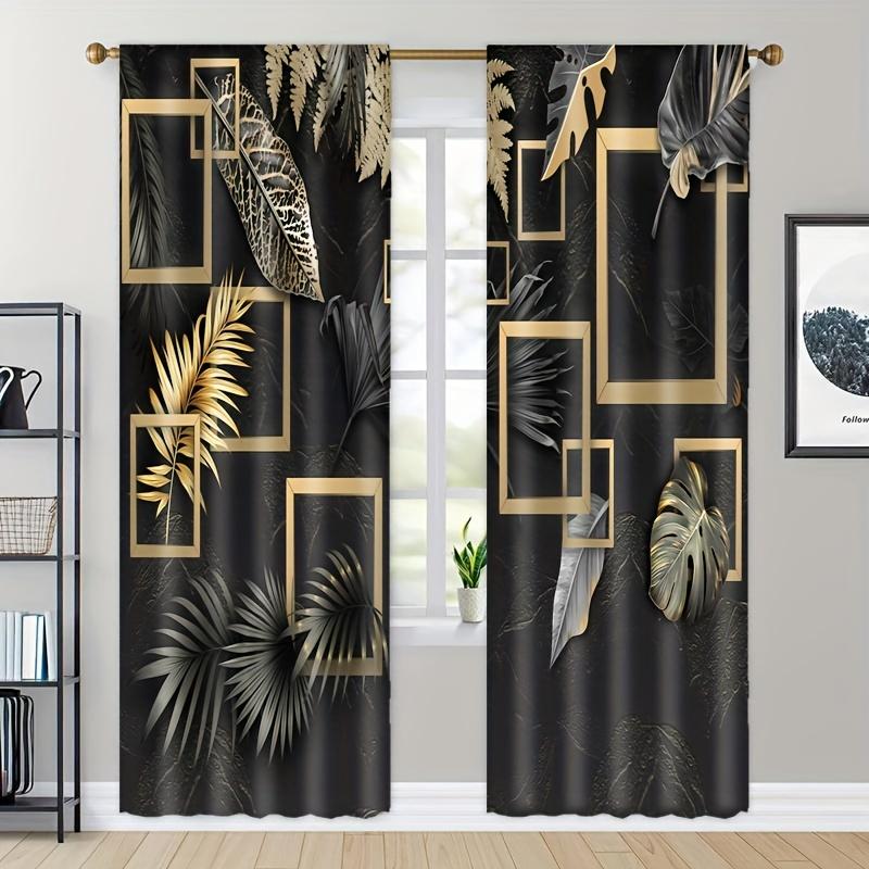 2 szt. Abstrakcyjny Geometryczny Nadruk Artystyczny Zasłony z Kieszeniami na Karnisz Drukowane Cyfrowo Zasłony do Salonu Sypialni Gabinetu Jadalni
