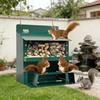 Yousheng Eichhörnchenfutterhaus für den Außenbereich Metall-Streifenhörnchenfutterhaus mit Klarsichtfenster Wandmontiert für den Außenbereich Erdnussfutterspender Geschenk für Wildtierliebhaber