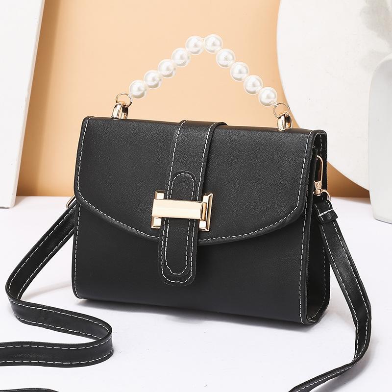 Women's Bag Versatile One Shoulder Crossbody Bag Pearl Handheld Simple Small Square Bag