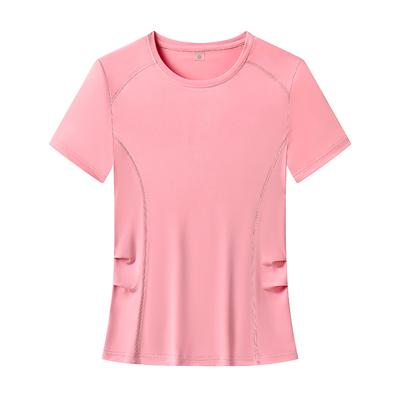 Sportliches kurzärmeliges Color-Blocking Fitness-Top, Enger Damen Yoga-Anzug, Lässiges T-Shirt für Laufen im Freien