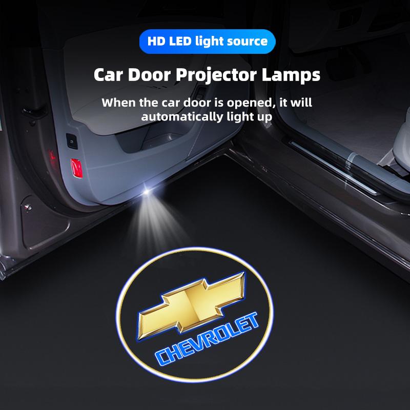 2Pcs Car Door Welcome Lamp HD LED Emblem Projector Lights For Chevrolet Cruze Spark Captiva Suburban Camaro Malibu Silverado