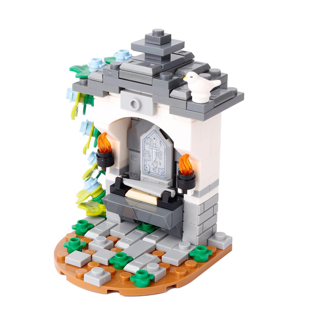 MOC Notice Board Building Block Set Bee Farm Fountain Bonfire Stove Medieval Town Street View Water Wall Bridge Road Sign Brick Toy