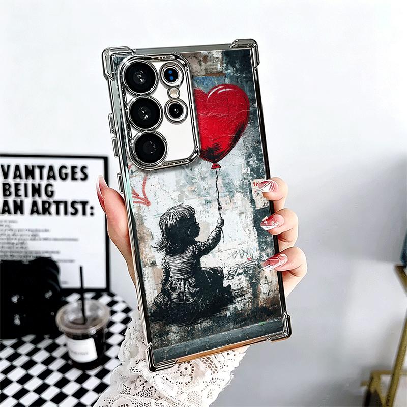 B-Banksy Art Graffiti Artist Plating Phone Case For Samsung Galaxy S24 S25 FE S26 Edge S23 Ultra S22 S21 Plus S20 Anti-Fall Aira