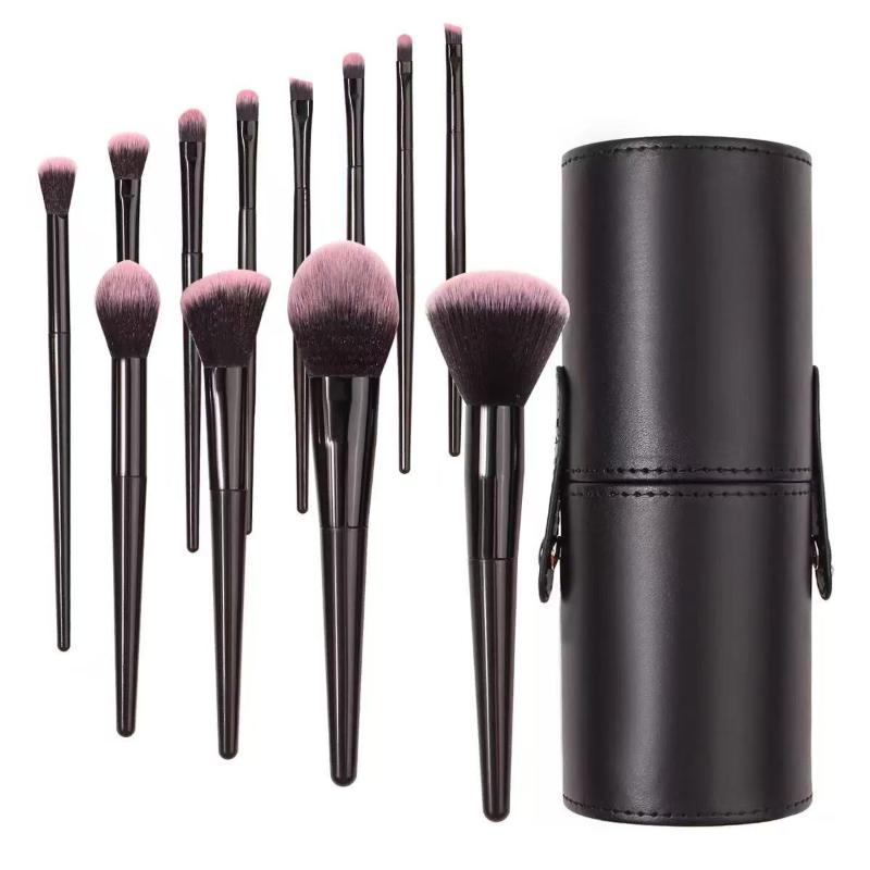 12Pcs Professional Makeup Brush Set Soft Synthetic Hair Brushes With Powder Puff For Foundation Powder Eyeshadow Travel Tools