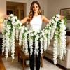UV Resistant Artificial Rose Flower Garland Dense Flowers Realistic Look Simulated Wisteria Flower Plastic Real Touch
