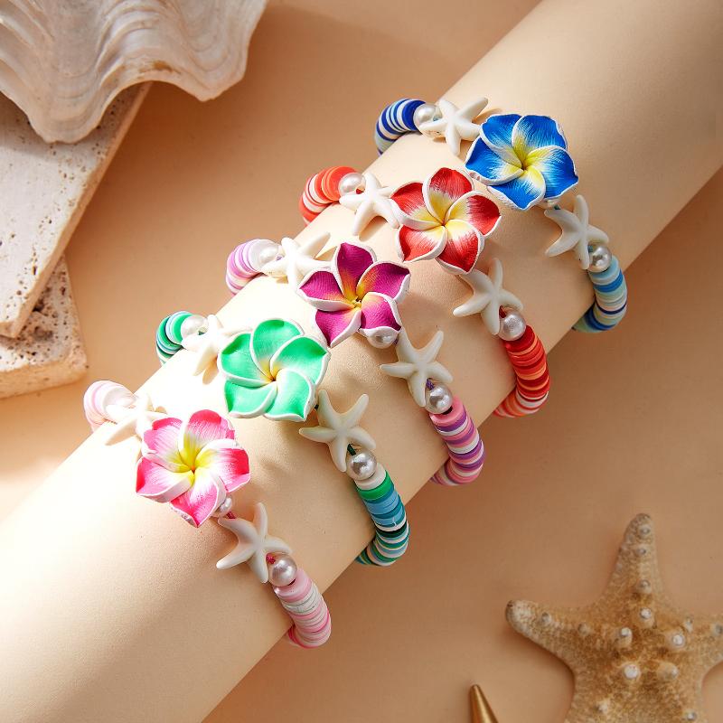 Bohemian Colorful Flower Charm Bracelets For Women Adjustable Pull String Summer Vacation Bangles Girls Party Jewelry Gift