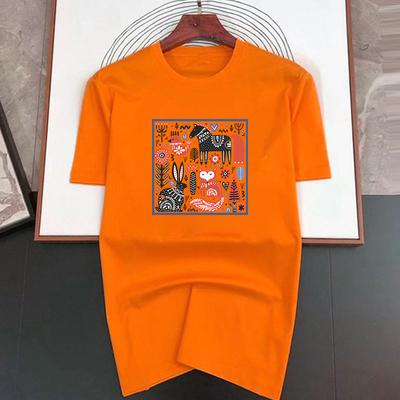 Culoare Imprimeu Junglă Bumbac Supradimensionat Bărbați Mânecă Scurtă Tricou Casual Femei Îmbrăcăminte Topuri Tricouri de Vară Modă Streetwear