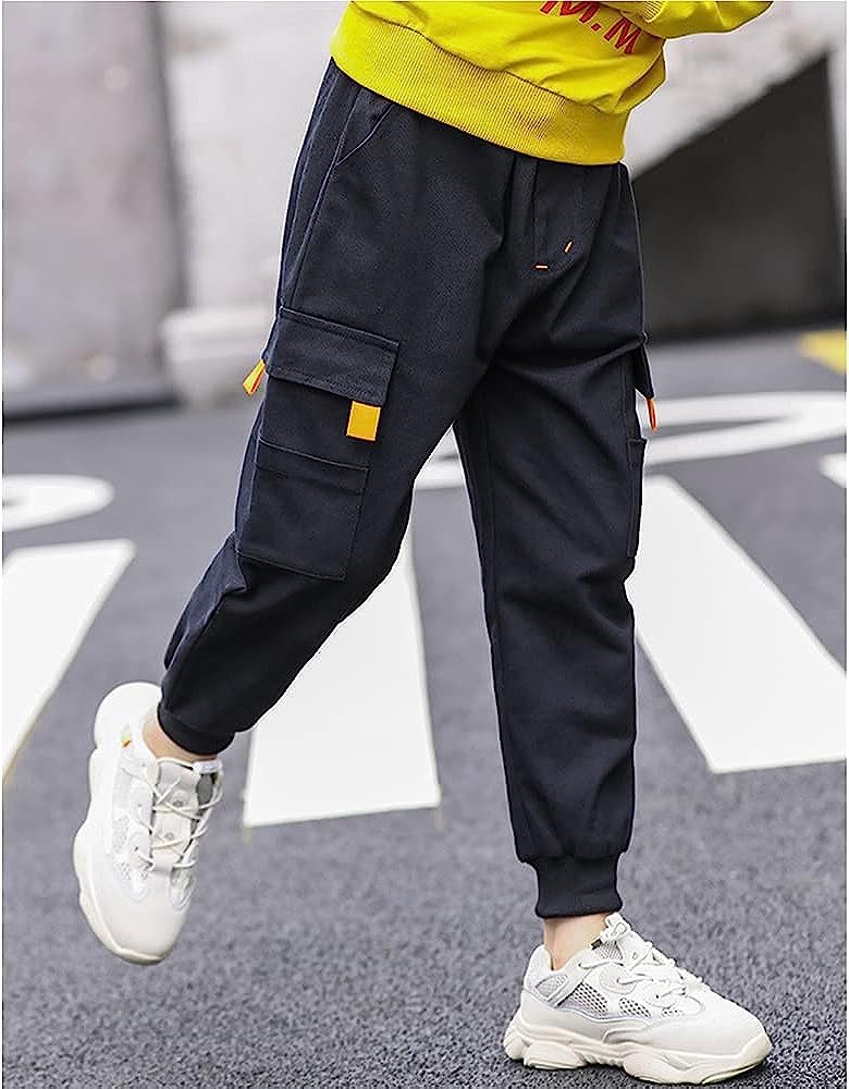 Rolanko Cargo Long Junior Solid Perfect for School or Everyday Size 150 Boys' Pants, Kids' Pants, Casual, Cotton, Wear, Black,