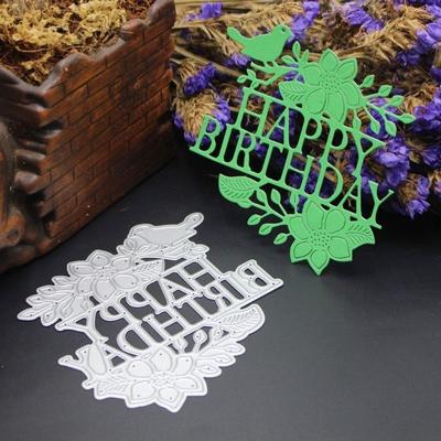 Wszystkiego najlepszego z okazji urodzin wykrojniki metalowy szablon DIY Scrapbooking papierowa karta albumu tłoczenie Craft Die wycinany kwiat ptak ptak