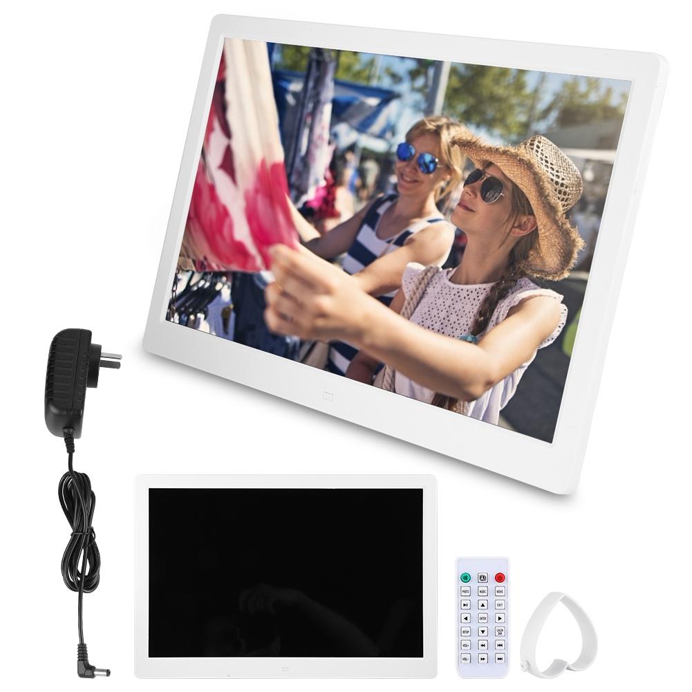 15,4 Zoll 1280*800 HD Digitaler Fotorahmen Wecker Player Album Fernbedienung Weiß