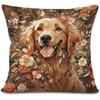 Bichon Frise Pillow Covers 18x18 inches, Vintage Floral Dog Throw Pillow Covers, Gifts for Dog Lover, Farmhouse Botanical Style Decorative