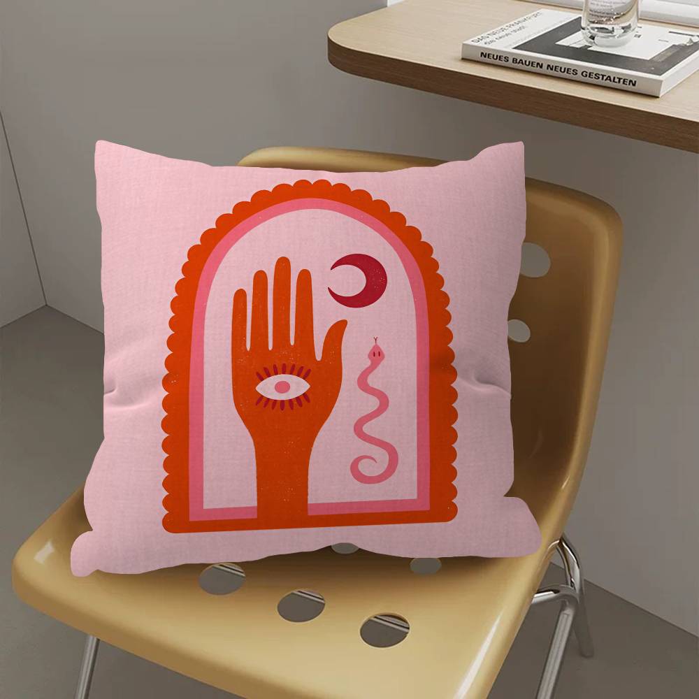 A-Abstract Eye Shapes Hand Moon Pillow Cover Sofa Cushion Cover Home Room Decoration Children Gift