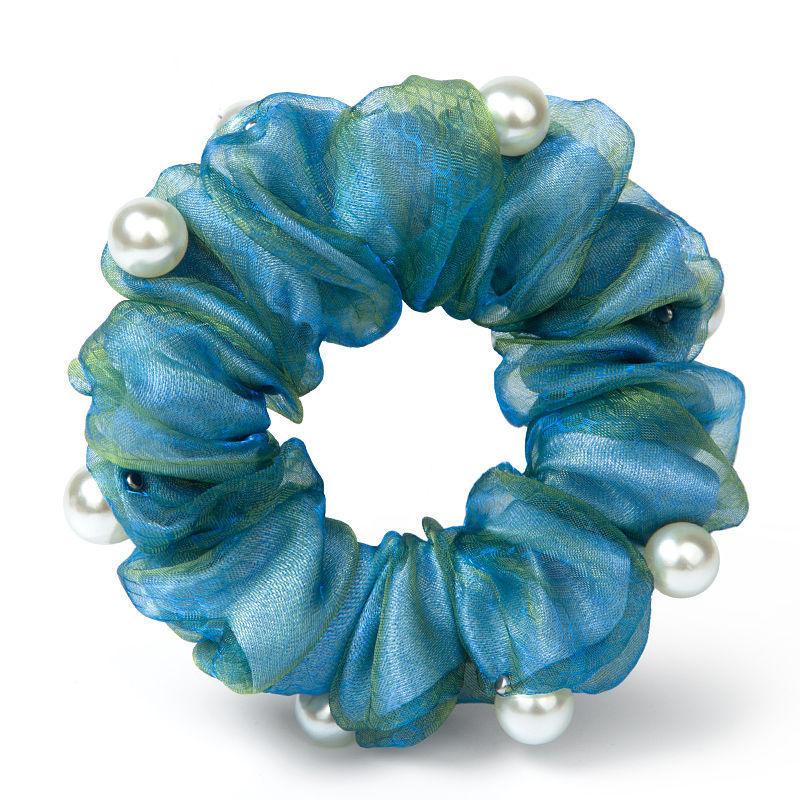 Elegant Pearl Flower Scrunchies Women Girls Elastic Hair Rubber Bands Accessories Tie Hair Ring Rope Ponytail Holder Headdress
