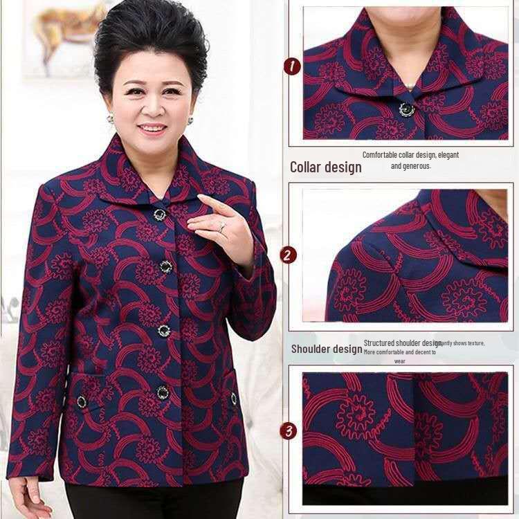 Spring & Autumn Lightweight Jacket for Mature Women - Stylish Lapel Top, Grandma's Fashionable Two-Way Shirt