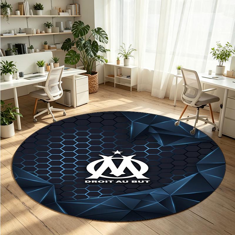 Olympique Lyonnais FC Printed Round Crystal Velvet Rug Soft Non Slip Floor Carpet For Bedroom Holiday Gift