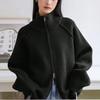 Solid Stand Collar Zip Knitted Cardigan Top Sweater Jacket