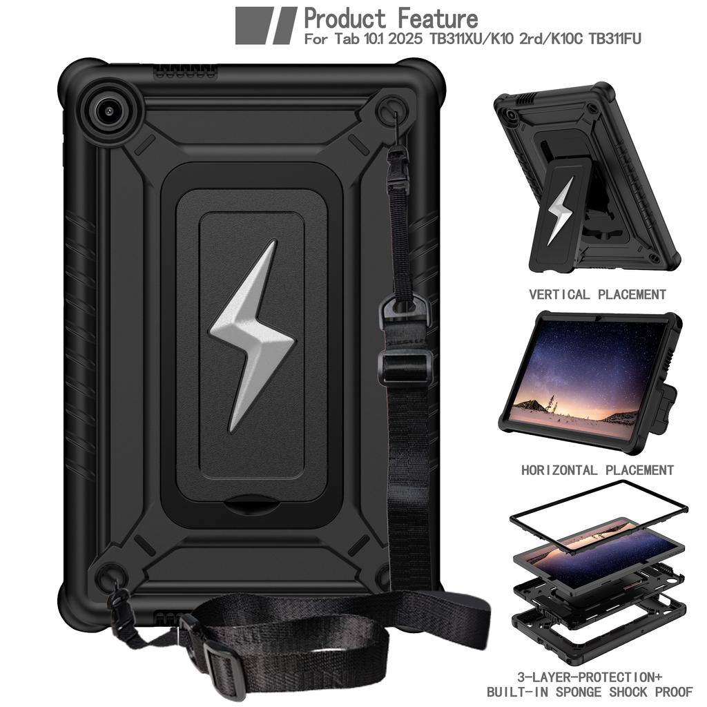 Heavy Duty Stand Case Universal for Lenovo Tab 10.1 2025 K10C Model TB311XU TB311FU ZAEH0019IN ZAEH0180IN ZAEJ0054IN Armor Cover