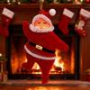 Santa Claus Ornaments 3D Flocking Santa Doll Christmas Tree Hanging Ornaments