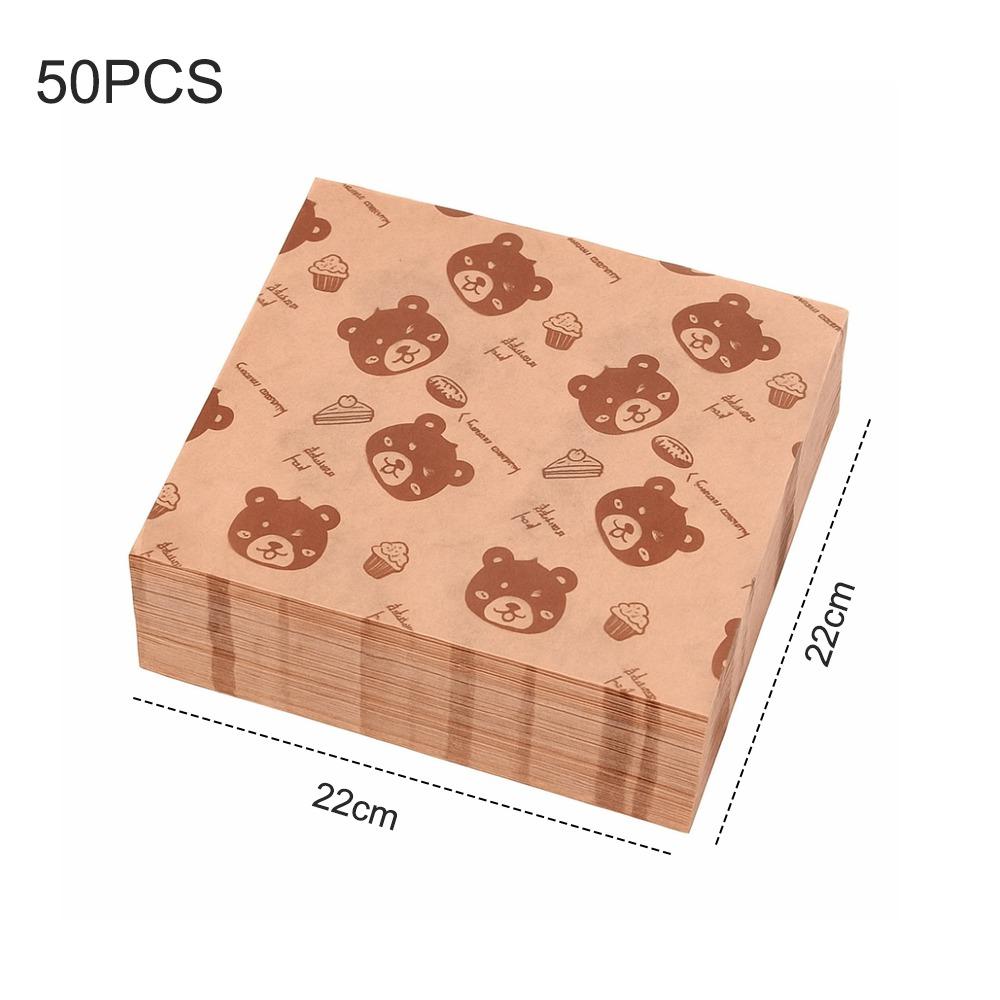 50PCS Food Grade Fried Food Wrapping Paper Oil Resistant Sandwich Packaging Paper Oil-Proof Paper