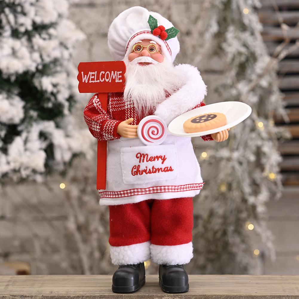 Christmas Standing Santa Claus Chef Doll Creative Backpack Ornament Decor