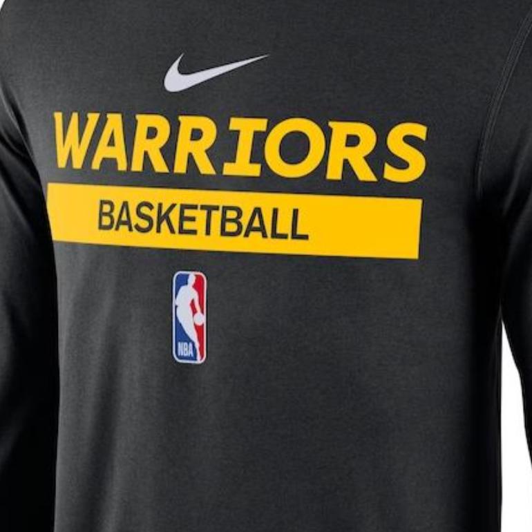 Nike Golden State Warriors Logo Print Crew Neck Long Sleeve T-Shirt 2022-23 Season Men Tops Black DR6517-010