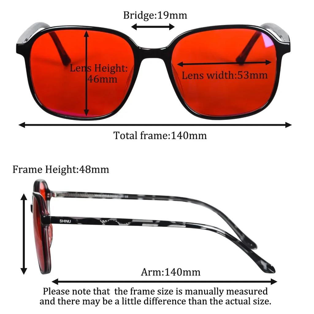 SHINU square shape blue light glasses yellow lens night vision red lens better sleep orange lens blue light glasses gaming