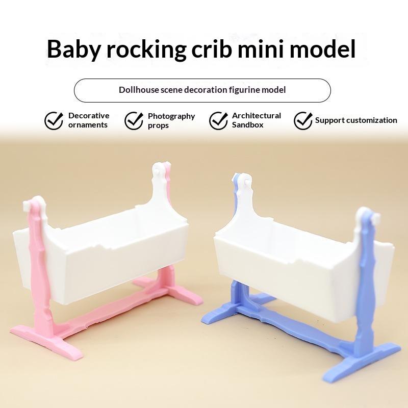 1/12 Dollhouse Miniature Cardle Baby Bed Cabinet Model Toys Crib For Dolls House Furniture Decor Accessories