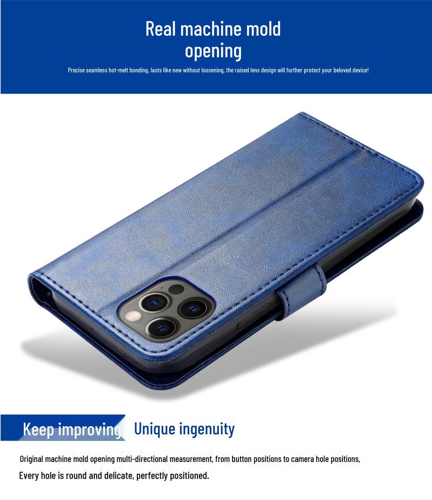 Compatible Leather Flip Case for iPhone 16, iPhone 15 Pro Max, 13, 12, 14, X, 7 Plus