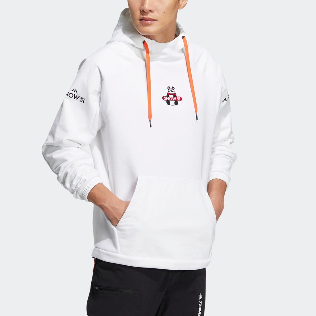 Adidas Logo Graphic Print Hoodie Unisex Tops White IC8172
