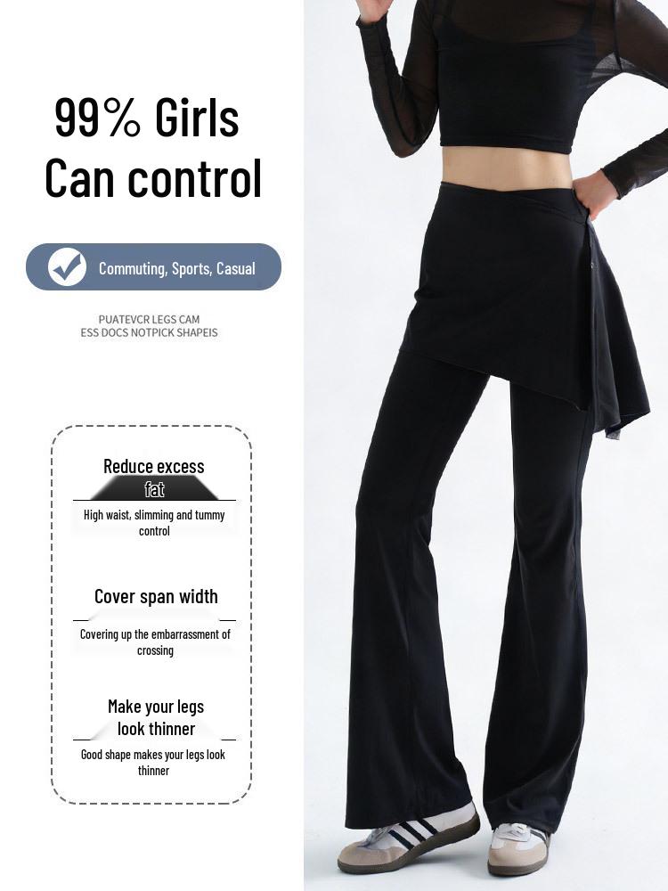 Yoga Micro Flare Pants with Detachable Skort for Sports and Dance