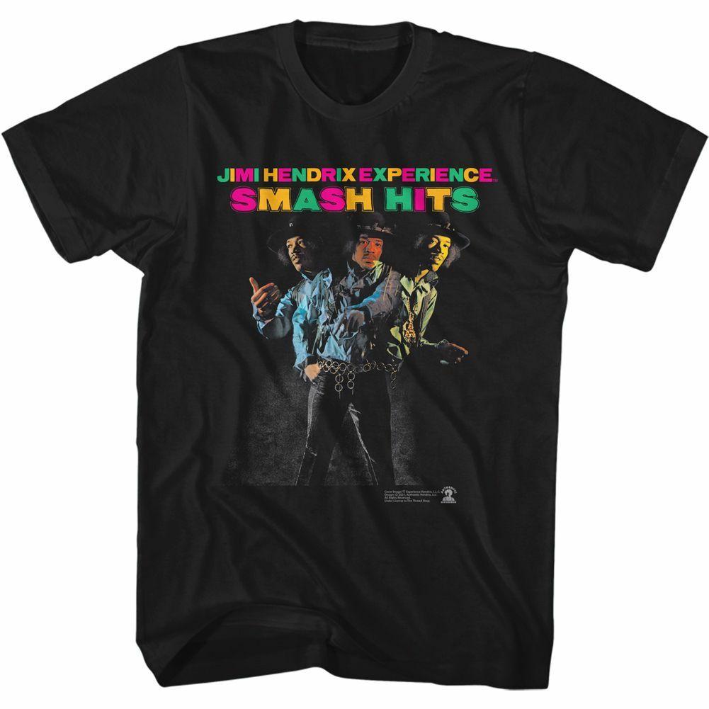 Jimi Hendrix Smash Hits Black Adult T-Shirt Mens Womens Tees Top S