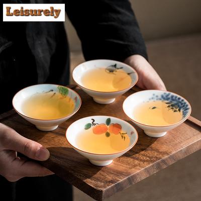 60ml Weißes Porzellan Meistertasse Handbemalte Keramik Teetasse Schale Teegeschirr Teeset Tasse Kungfu Teetassen Set Kleine Kegelschale Chazhan