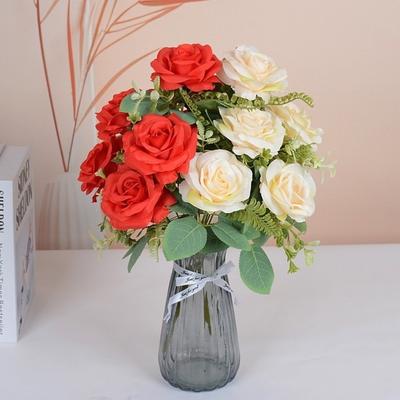 7 Heads Real Happy Flower Mini 10 Colors Valentine's Day Flowers Photography Photo Gift Rose Flowers Decorative Home Decorative