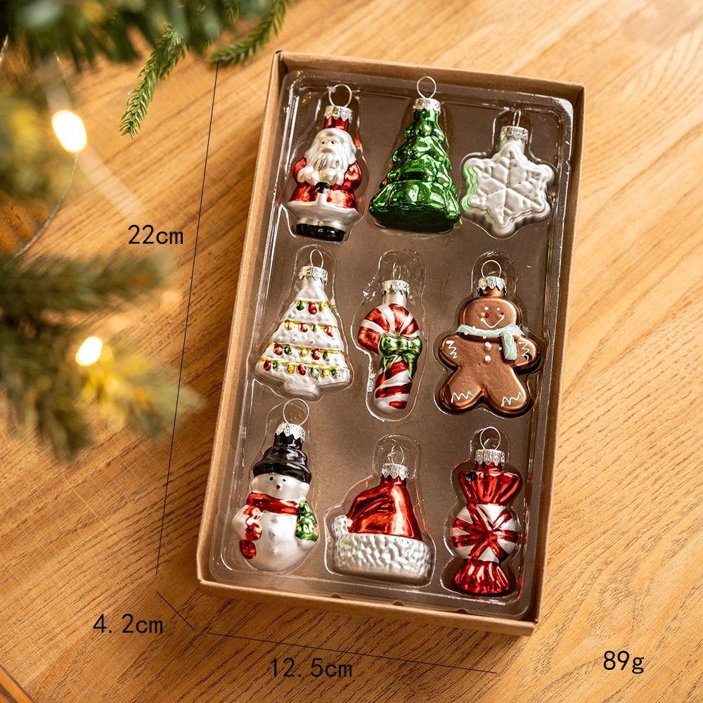 9Pcs/Set High Quality Glass Plastic Claus Colorful DIY Decor Christmas Tree Decoration Christmas Favors Decor
