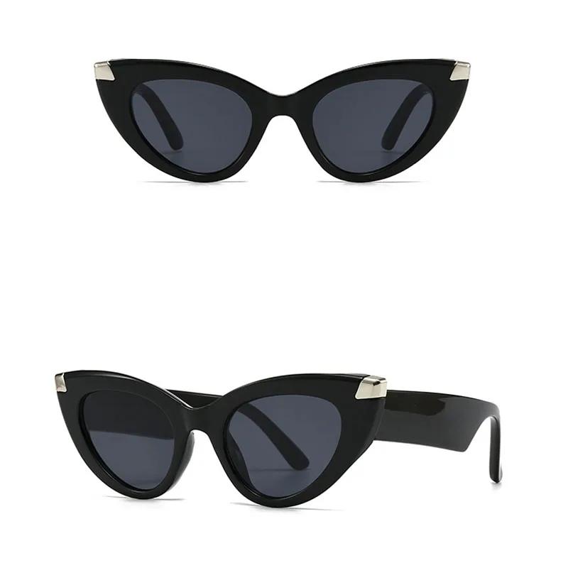 Luxury Brand Designer Vintage Cat Eye Big Frame Sunglasses Women For Female Sun Glasses Punk Rivet Popular Outdoor Shades UV400
