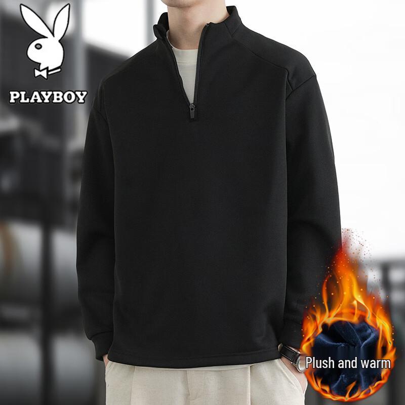 PLAYBOY Men's Mock Neck Casual Pullover Sweatshirt