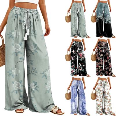 Women's Wide-Leg Casual Flowy Floral Print Pants