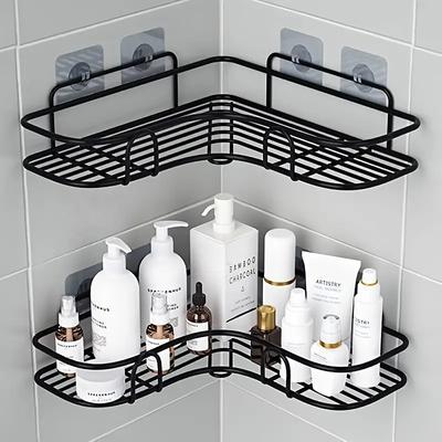 Punch-free Shower Corner Caddy, Toilet Corner Shelf, Toiletry Rack, Washroom Triangle Storage Rack, Wall Mounted Storage Rack for Bathroom