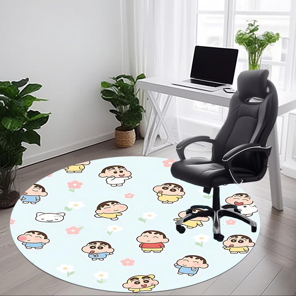 1pc Crayon Shin chan Chair Carpet for Office, Indoor Non Slip Washable Polyester Fiber Carpet, Mat For Office, Machine Washable