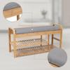 Shoe Bench with Padded Bamboo Storage Sturdy for Mudroom