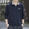 JEEP SPIRIT Men's Half-Zip Stand-Collar Long Sleeve Casual Sweatshirt