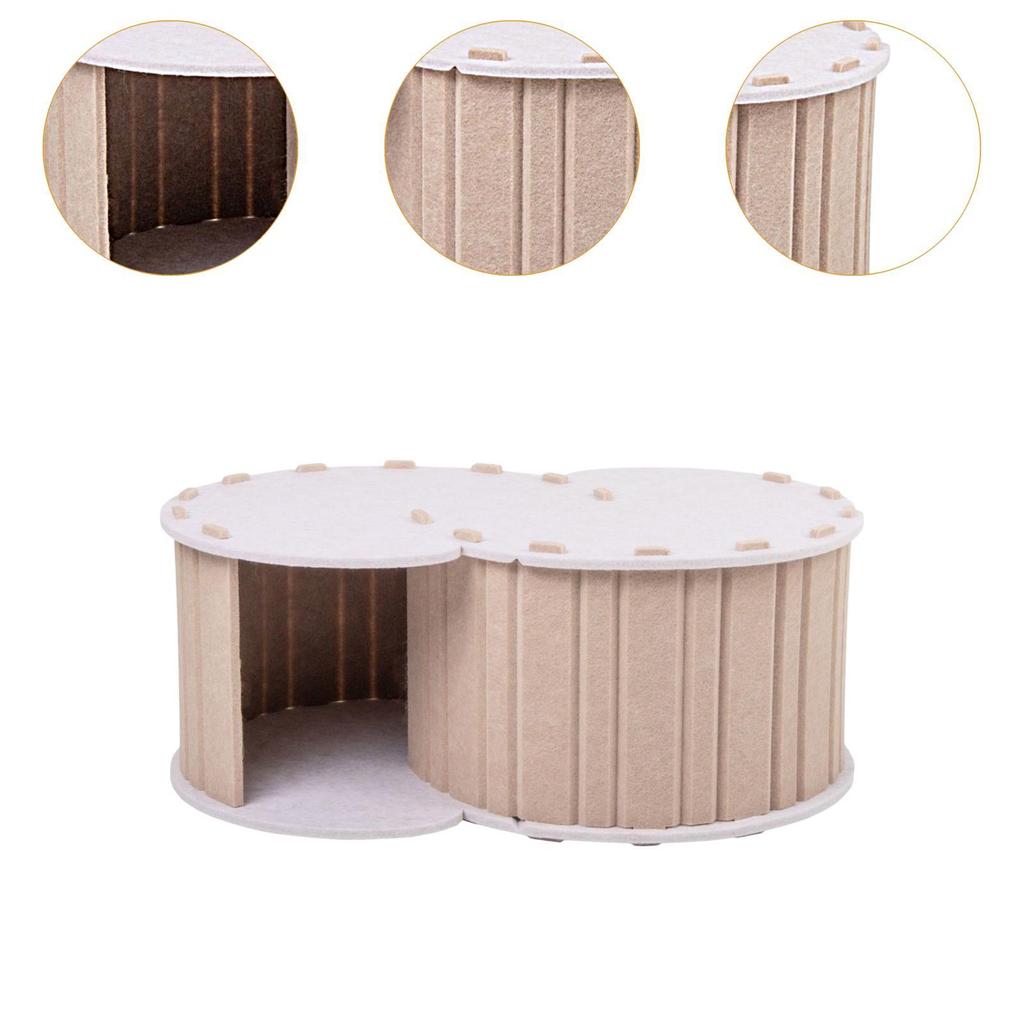 Cat Play Tunnel Bed for 2 Cats Breathable Winter Season Universal Comfortable Removable Cover Cat Cave with 2 Holes Pet House