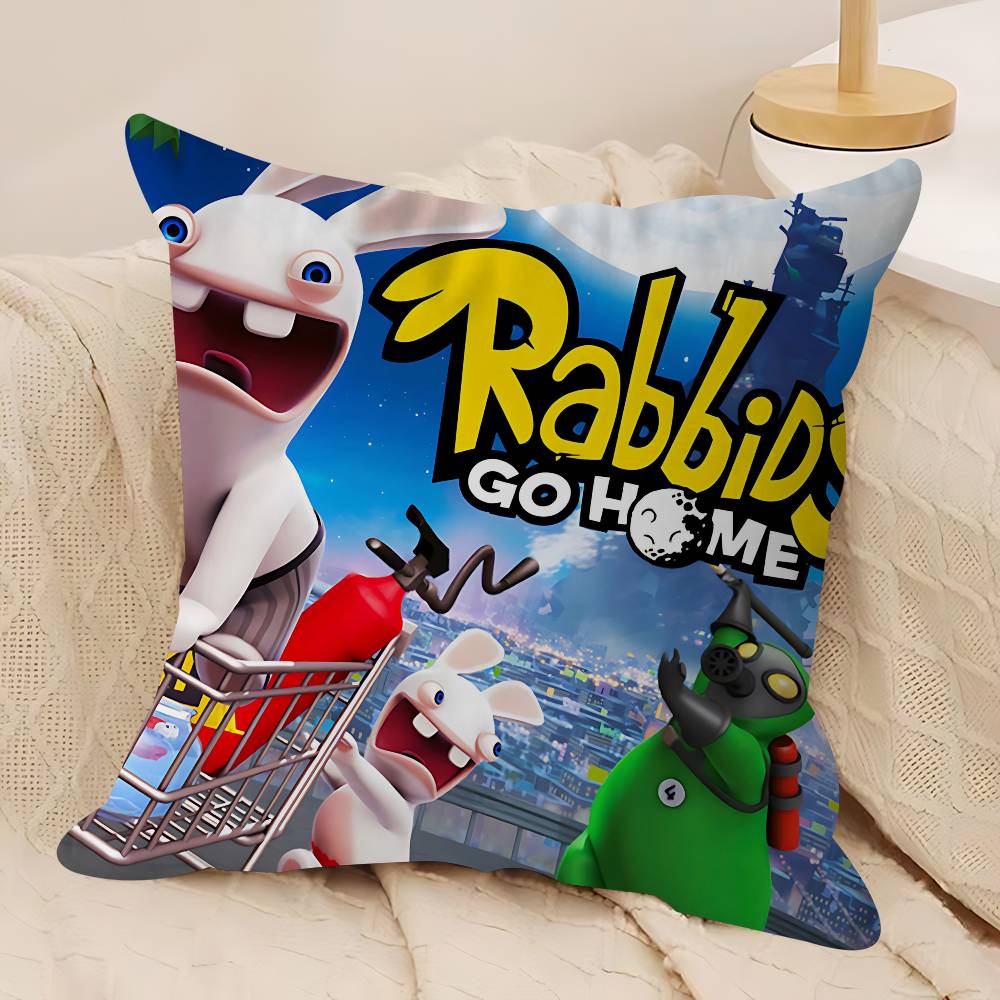 CUTE Cartoon I-Invasion Rabbids Pillow Case Removable Washable Cushion Cover – All-Season Soft Linen