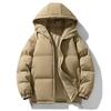 Unisex Thick Hooded Cotton Coat Winter Warm Casual Outerwear Men Women Teens Loose Fit Solid Color Jacket
