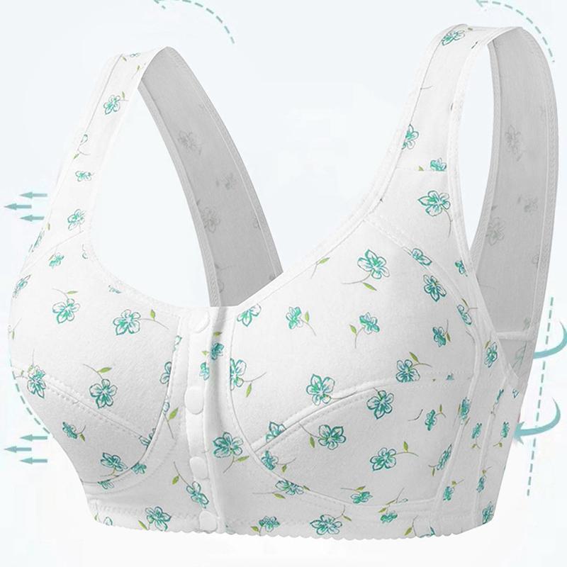 Middle Aged Elderly Mothers' Plus Size Underwear Thin Design Front Opening Gathering of Accessory Breasts No Steel Ring Vest Style Sleep Bra