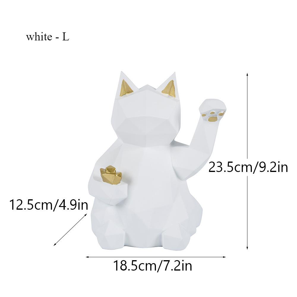 Europejski Matowy Geometryczny Ornament Kotka Szczęścia Salon Biurko Dekoracja Domu Rzemiosło z Żywicy