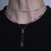 Punk Bead Long Tassel Double Layered Necklace for Men Women Gothic Geometric Metal Bead Necklace Y2K Choker Jewelry Gifts